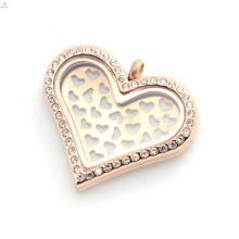Novo design diy rose gold heart forma placas encantos para ajuste para 35mm coração flutuante medalhão